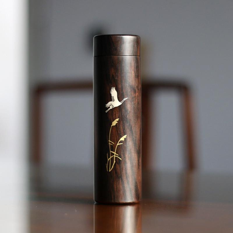 镶银乌木便携随身茶叶罐轻便装罐精致分小号出差旅行中式茶迷你盒