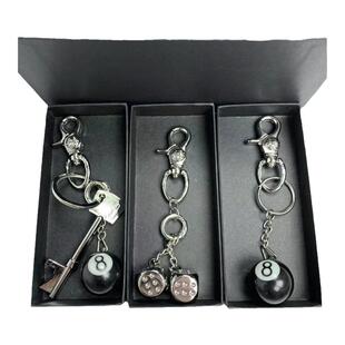 CG金属雕花黑八骰子实心钥匙扣 Cleanfit潮流挂饰配件礼物挂件