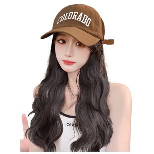 帽子假发一体秋冬时尚2025年新款棒球帽假发套长卷发假发全头套女