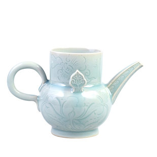 仿古款龙泉青瓷手工越窑执壶分茶器公道杯梅子青茶壶茶道配件家用