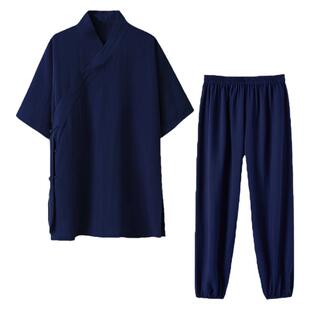 武当斜襟短袖道士服装夏季太极服男女款2025新款道袍禅修武术服装