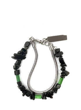 国潮原创黑色碎石双层钛钢手链