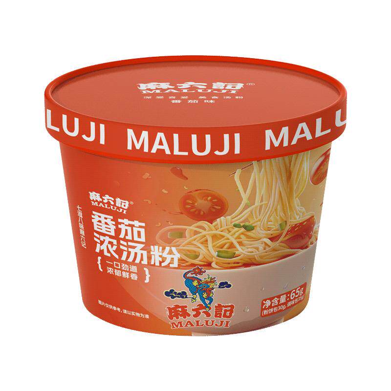 麻六记番茄浓汤粉65g桶装粉丝方便速食冲泡即食免煮食品旗舰店 麻六记麻实拍商品图