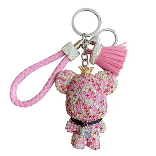 满钻大头皇冠暴力熊钥匙扣精致女汽车钥匙挂件包包挂饰钥匙链女款