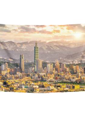 挂布台北101大楼台湾地标风景