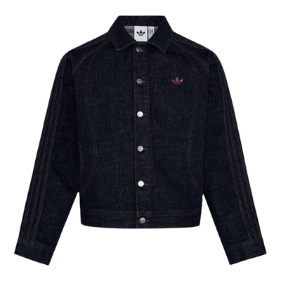 阿迪达斯三叶草男女装2026春纯棉刺绣复古宽松运动牛仔外套KT6338