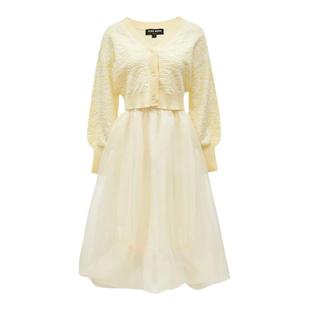 t区绫致VeroModa连衣裙秋冬少女纱裙针织衫两件套公主裙