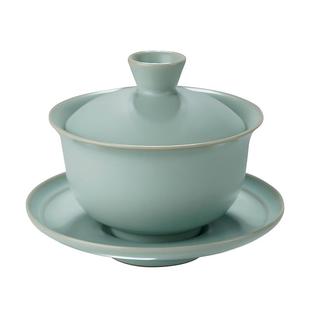 汝窑盖碗茶杯单个大号泡茶碗三才杯冰裂釉景德镇汝瓷手工陶瓷茶具