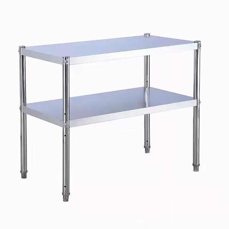 不锈钢厨房置物架二层落地收纳架2三层微波炉烤箱家用储物架子3