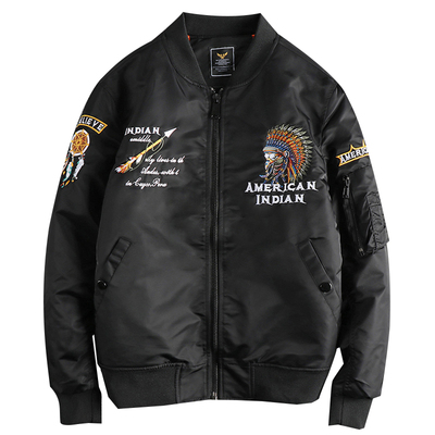 重工印第安刺绣美式飞行员夹克