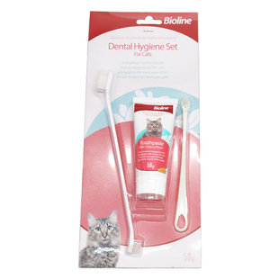 Bioline宠物狗狗牙刷牙膏套装猫咪洁牙口臭牙结石可食用 清新口气