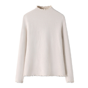 KYV真维斯加绒毛衣女2026新款秋冬木耳边加厚针织衫修身内搭上衣