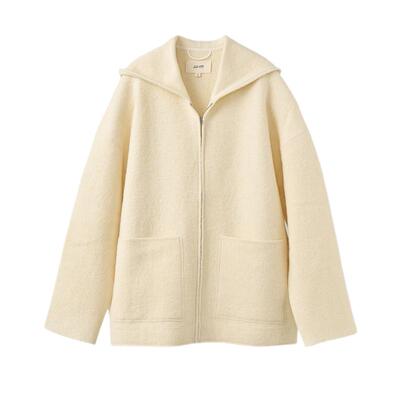 WHM设计感纹理针织呢连帽外套