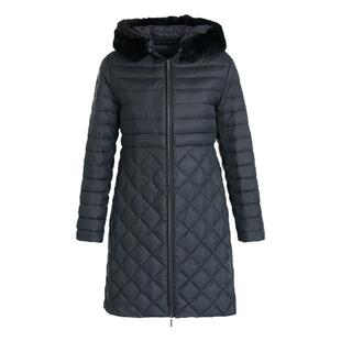 乔万尼冬季新款商场同款收腰显瘦保暖抗寒中长款黑色连帽羽绒服