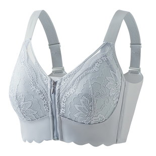 前拉链薄款透气大胸显小文胸上托收副乳聚拢防下垂调整型内衣女士