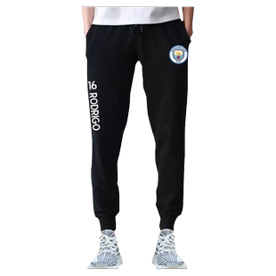 曼城队服哈兰德罗德里足球迷小脚卫裤子男女休闲长裤束脚裤运动裤