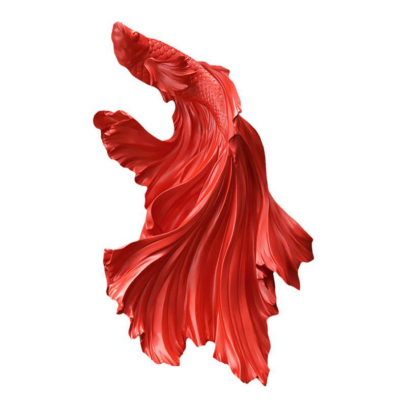 红色中式斗鱼背景墙面进门挂饰