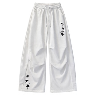 hiphop街舞潮牌美式运动卫裤女显瘦宽松阔腿香蕉弯刀跳爵士舞裤子