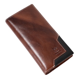 真皮男士钱包油蜡皮复古长款钱包头层牛皮二折大容量零钱夹高品位
