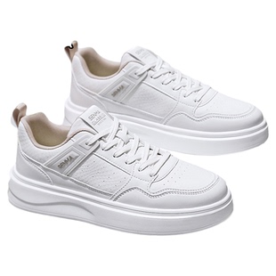 森马男鞋春季潮流百搭男士运动休闲低帮板鞋厚底增高真皮小白潮鞋