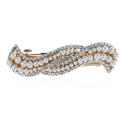 高档女士发夹马尾全夹珍珠后脑勺