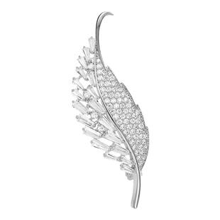 银色树叶胸针女高级感轻奢简约大气胸花高端精致时尚西装别针配饰
