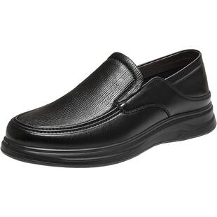 百思图2025秋季新款商场同款牛皮一脚蹬乐福鞋男休闲皮鞋10010CM5