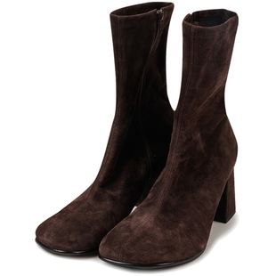 LESS时尚优雅高跟中筒靴女秋冬通勤气质方圆头时装靴子3O9M14210