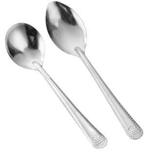 不锈钢西瓜勺家用小勺子餐厅吃饭勺汤匙调羹汤勺成人食堂长柄尖勺