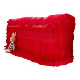 布艺软包防尘罩皮床床头套加棉实木蕾丝婚庆红色1.8m米全包公主风