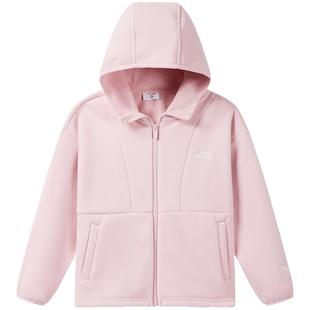 安踏儿童女童摇粒外套2026春秋新款抗静电连帽加绒女孩上衣保暖