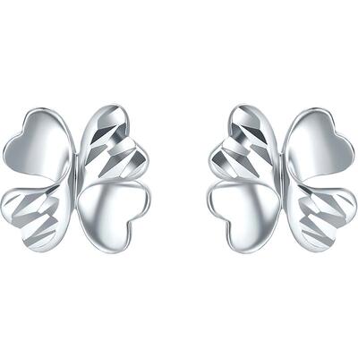 周六福铂金耳钉耳饰四叶草PT950