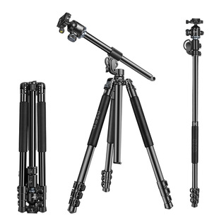 轻装时代Q728HL俯拍横杆单反相机垂直三脚架高机位倒置摄影视频创意摇臂三角架多机位拍摄独脚架云台支架通用
