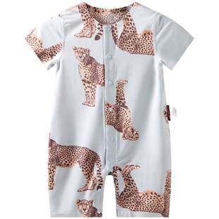 [指定暴富]aqpa婴儿连体衣哈衣莫代尔夏季薄款短袖宝宝衣服外出萌