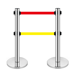 警示带式不锈钢伸缩围栏3米5米双层隔离带警戒线排队柱安全护栏杆