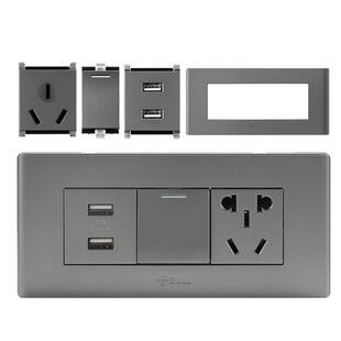 公牛开关插座118型框架模块五孔电脑电视usb电源墙壁家用面板灰