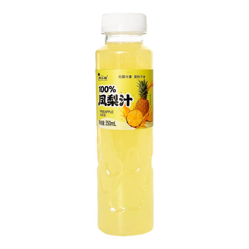 椰小帽100%凤梨汁无菌冷灌金钻凤梨汁菠萝汁350ML*6瓶清爽解腻