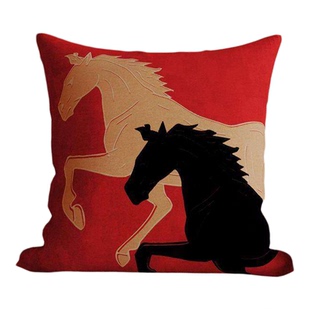 高端红色马年抱枕客厅轻奢法式中古风沙发枕套组合床上复古腰靠垫