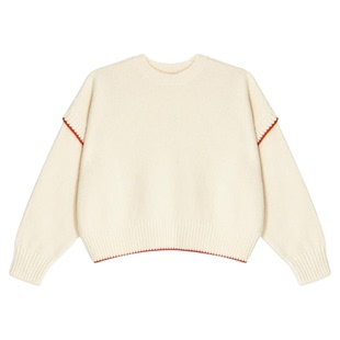 LOWRYS FARM毛衣女2025冬季新款含棉拼接假两件长袖上衣452238