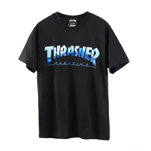 【羔羊House】Thrasher日版 富士山火焰日出日落宽松短袖T恤情侣