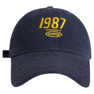 帽子女韩版时尚1987字母刺绣磨毛棒球帽显脸小百搭休闲软顶鸭舌帽