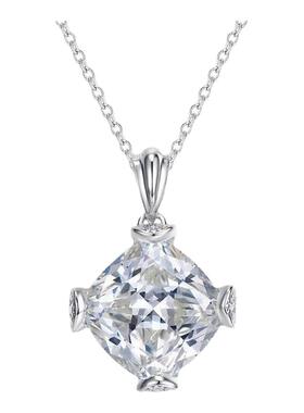 莫桑石奢侈爱心四爪公主方项链