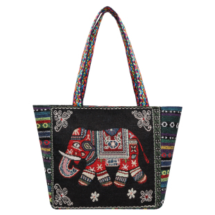 大容量帆布包女2026新款手提袋子外出绣花耐用结实上班手提包女包