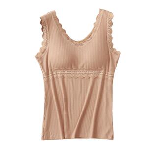 夏莫代尔宽松打底免文胸薄款背心一片式带胸垫内搭蕾丝吊带女内衣