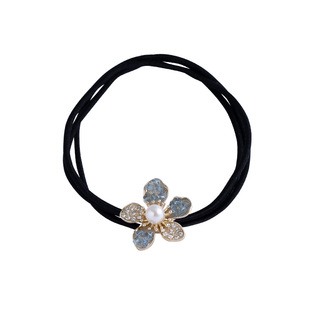 仙气蓝色花朵橡皮筋扎头发绳皮套高弹力发圈成人头绳2024新款头饰