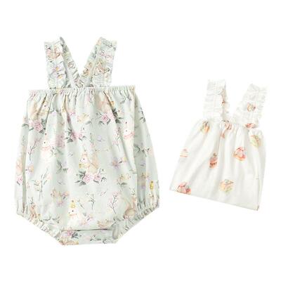 尼多熊女宝宝包屁衣婴儿吊带爬服无袖连体衣夏季衣服纯棉