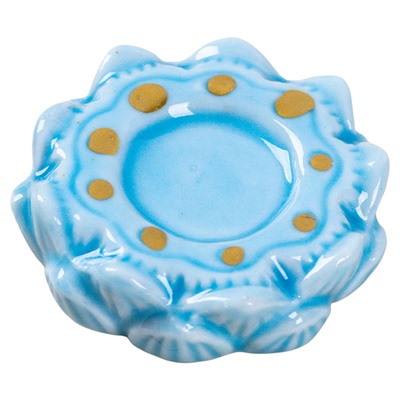 yoyo酱陶瓷手绘莲花旋转托盘摆件