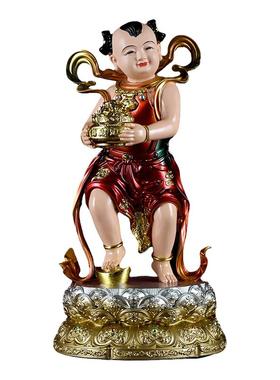 金莲铜彩善财童子龙女金童玉女