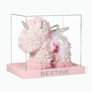 柏治廷永生花独角兽玫瑰礼盒送女友情人节生日礼物摆件马年礼物