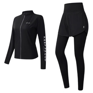 大码运动外套女速干透气胖mm拉链宽松跑步瑜伽服上衣训练健身套装